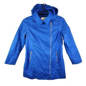 Womens Blue Michael Michael Kors Hooded Jacket Coat Full Zip Long Sleeve Size L